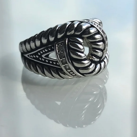 Premier Designs "Bound Together" faux rhodium plated unisex ring size 11.5 nwot - Picture 3 of 12